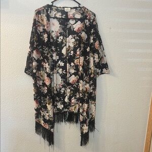 Ember Floral Kimono with Fringe
